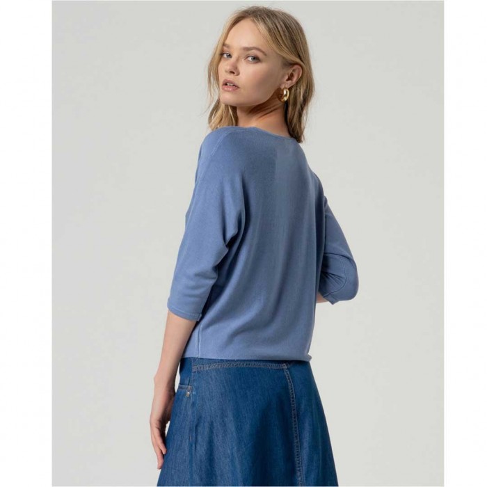 SURKANA V-neck bamboo sleeve top BLUE SURKANA V-neck bamboo sleeve top BLUE