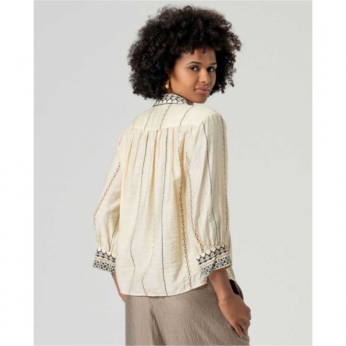 SURKANA Wide-sleeved shirt with decorative detail OFF WHITE