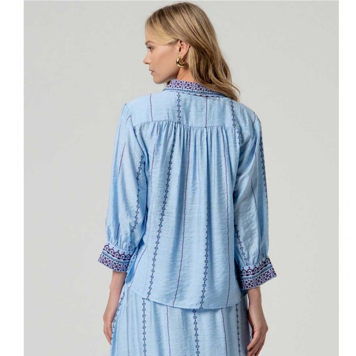 SURKANA Wide-sleeved shirt with decorative detail LIGHT BLUE