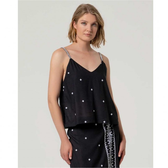 SURKANA subtly embroidered tank top BLACK