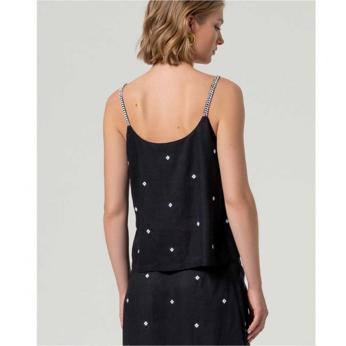 SURKANA subtly embroidered tank top BLACK SURKANA subtly embroidered tank top BLACK