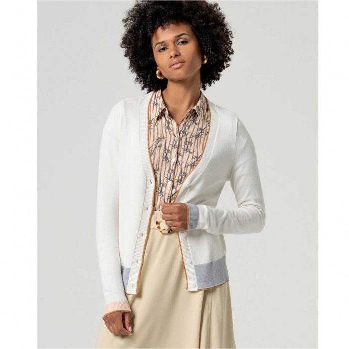 SURKANA Bamboo knit cardigan with buttons WHITE