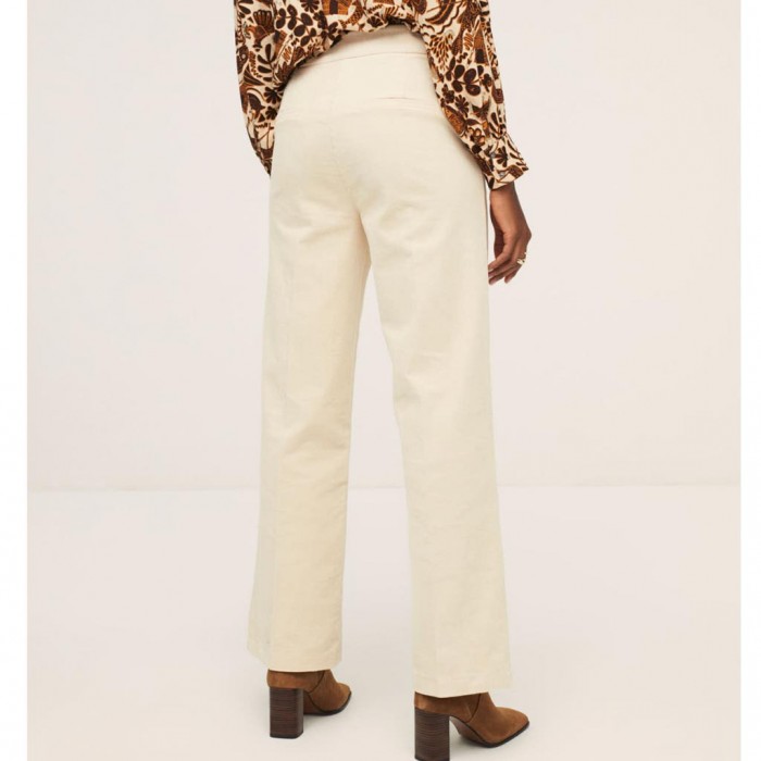 SURKANA STRAIGHT TROUSERS WITH LINED BUTTON IN WAIST ECRU