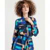 SURKANA Printed long shirt dress with printed belt Blue