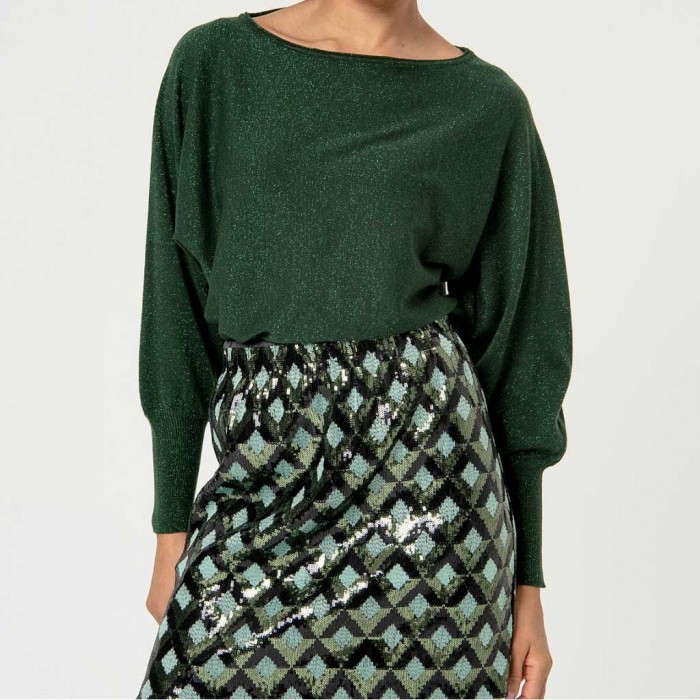 SURKANA Sequin short skirt Green