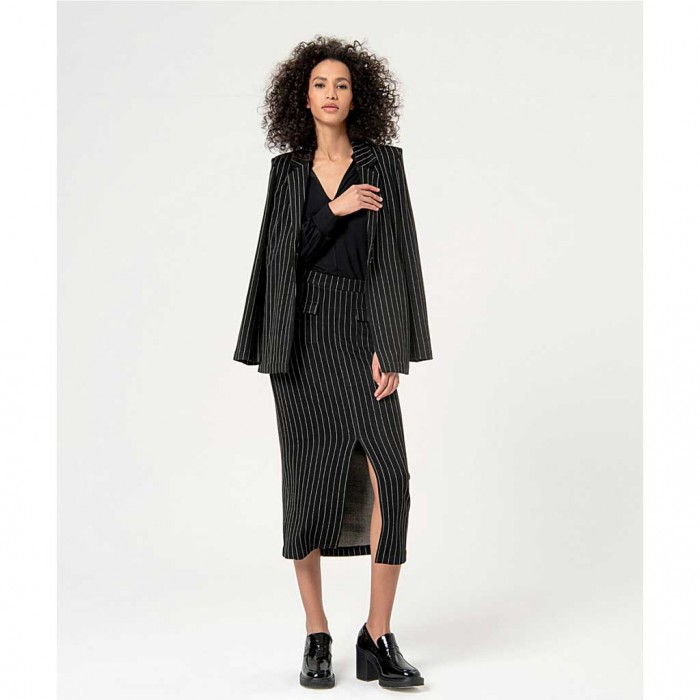 SURKANA Pinstripe midi skirt Black