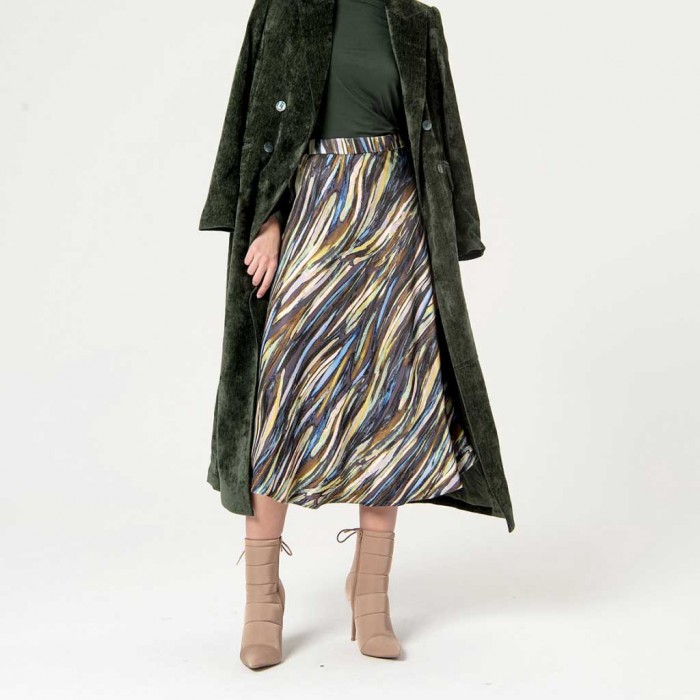 SURKANA Patterned satin midi skirt Green