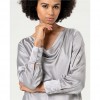 SURKANA Plain satin blouse with draped neckline Grey