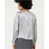 SURKANA Plain satin blouse with draped neckline Grey