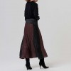 SURKANA WOMAN color block pleated midi skirt BLACK