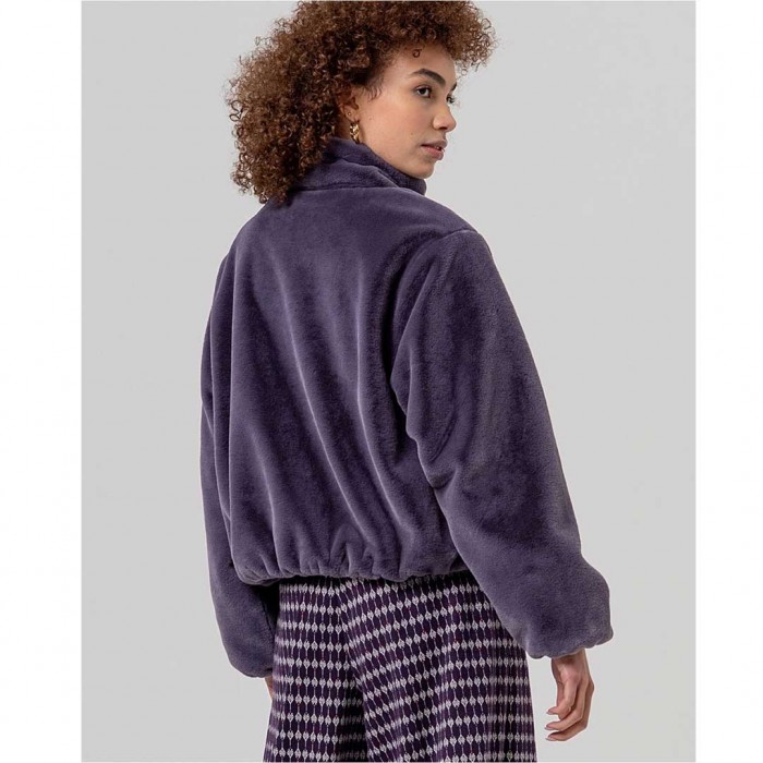 SURKANA WOMAN Purple faux fur jacket with high collar PURPLE