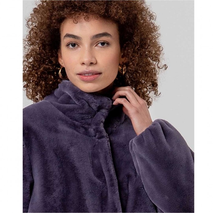SURKANA WOMAN Purple faux fur jacket with high collar PURPLE