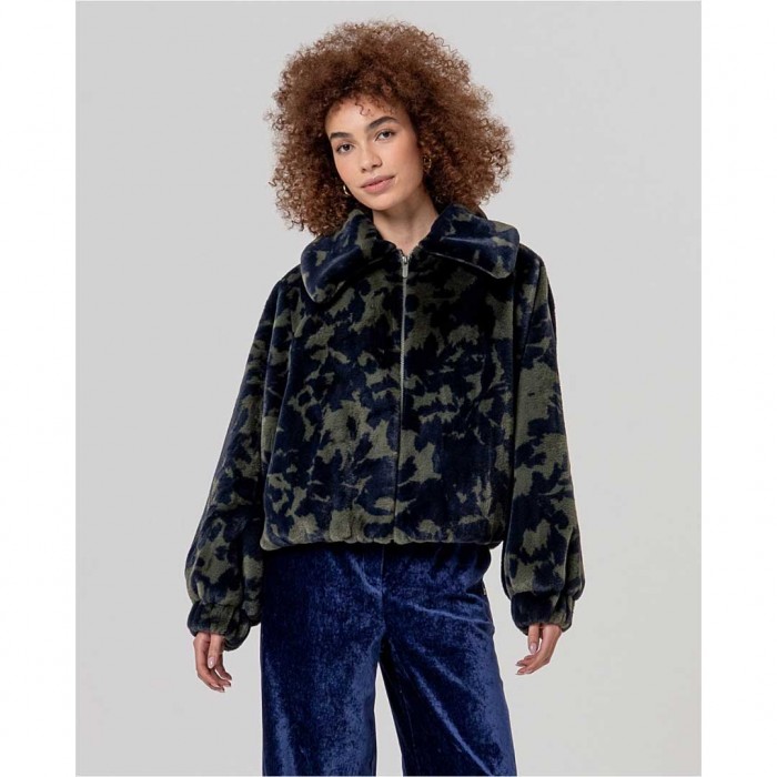 SURKANA WOMAN FAUX COAT NAVY BLUE