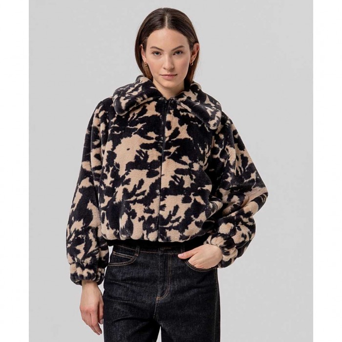 SURKANA WOMAN FAUX COAT BLACK/WHITE