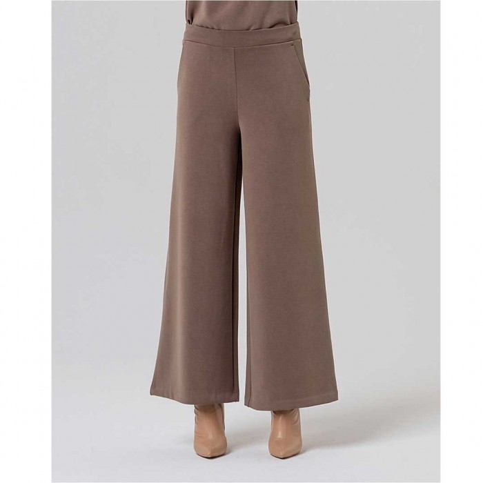 SURKANA WOMAN modal knit wide-leg trousers TAUPE
