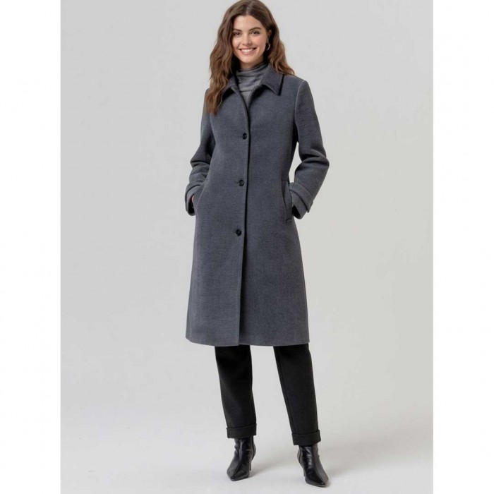 SURKANA WOMAN Long chenille coat with lape GREY
