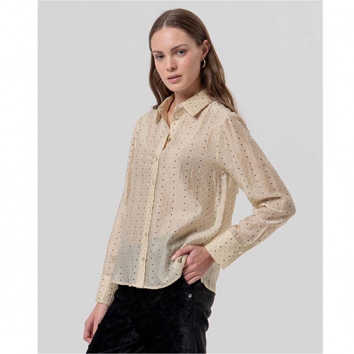 SURKANA WOMAN lyocell straight-cut shirt with polka dots BEIGE