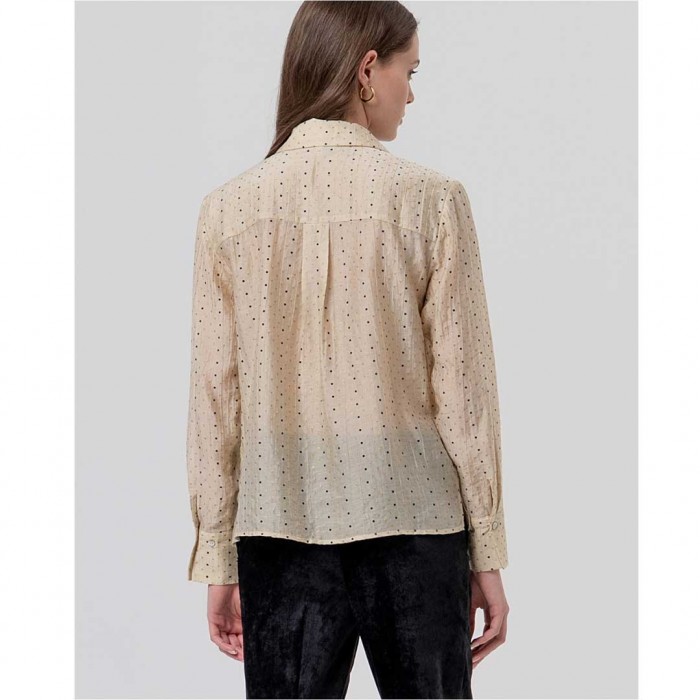 SURKANA WOMAN lyocell straight-cut shirt with polka dots BEIGE