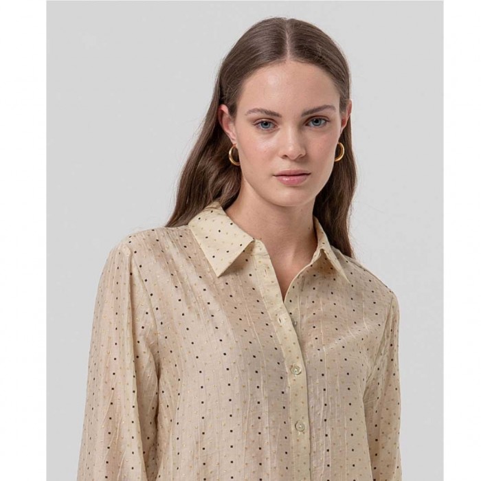 SURKANA WOMAN lyocell straight-cut shirt with polka dots BEIGE