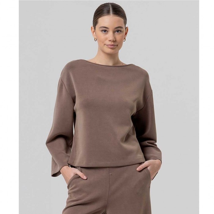 SURKANA WOMAN Oversized knit T-shirt with boat neckline TAUPE
