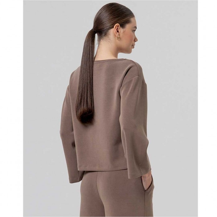 SURKANA WOMAN Oversized knit T-shirt with boat neckline TAUPE SURKANA WOMAN Oversized knit T-shirt with boat neckline TAUPE