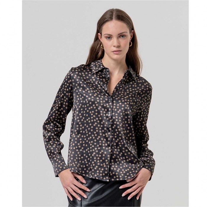 SURKANA WOMAN Satin shirt with polka dots Black