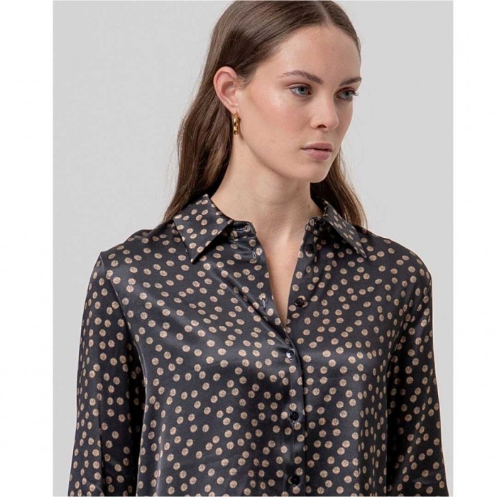 SURKANA WOMAN Satin shirt with polka dots Black