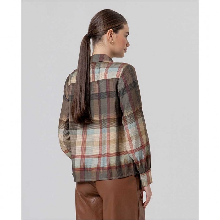 SURKANA WOMAN Checked shirt with shoulder gathers Light came SURKANA WOMAN Checked shirt with shoulder gathers Light came