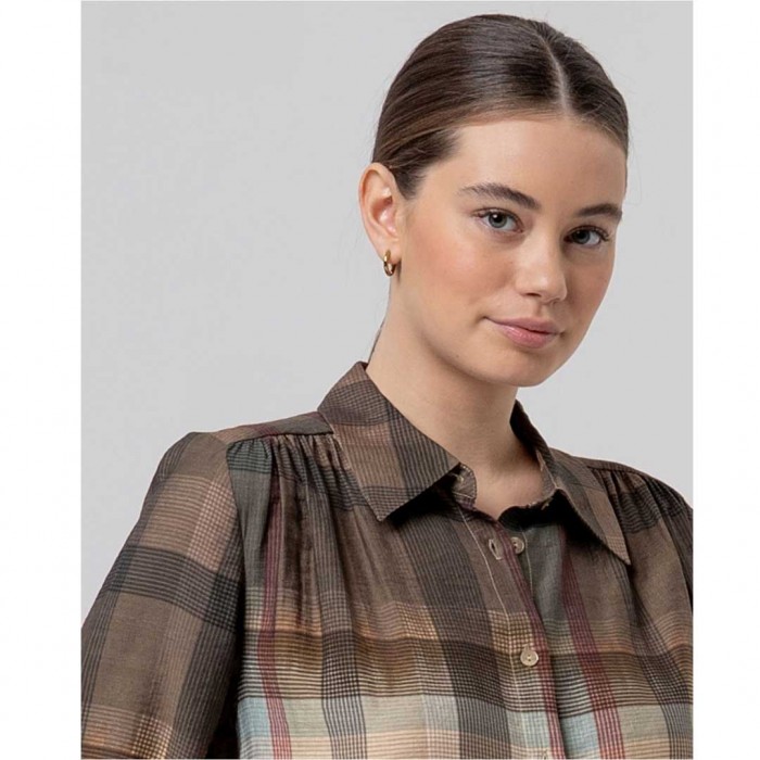 SURKANA WOMAN Checked shirt with shoulder gathers Light came
