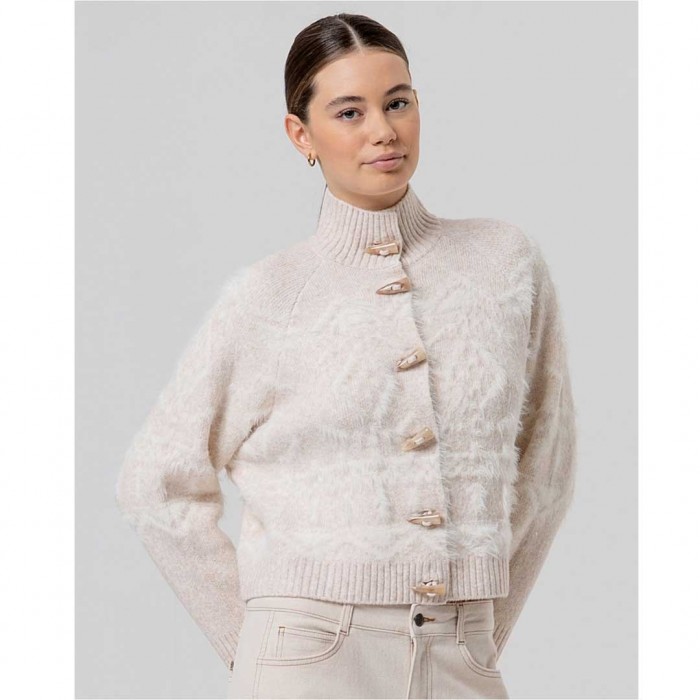 SURKANA WOMAN funnel neck cardigan OFF WHITE