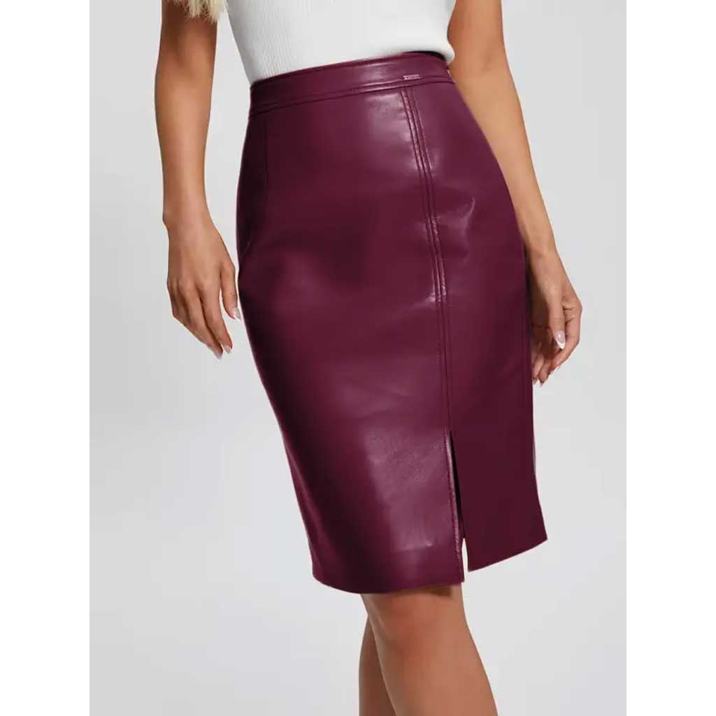 Guess red outlet leather skirt